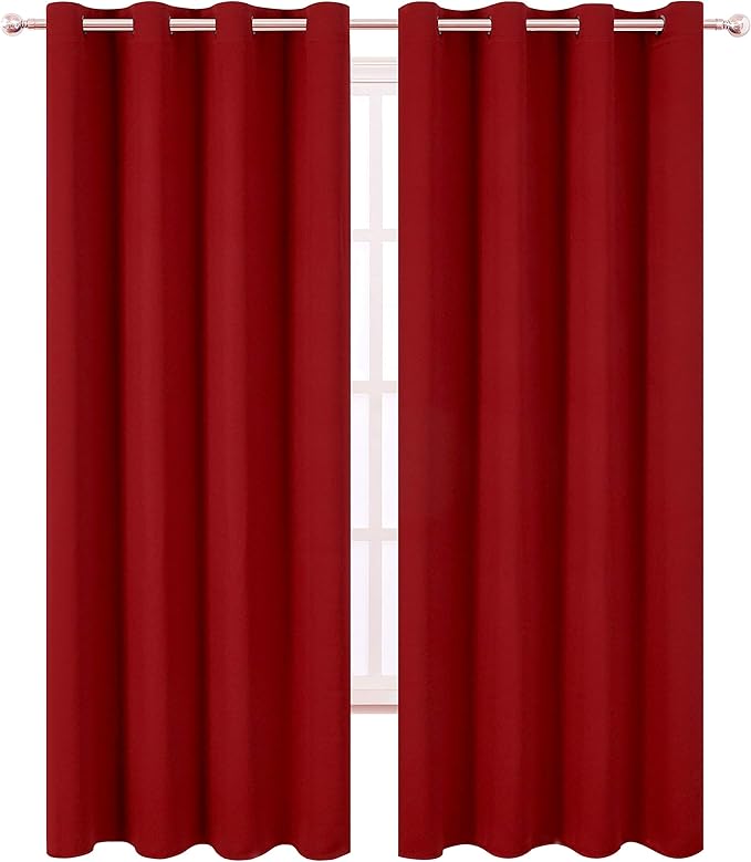 LEMOMO Blackout Curtains 66 x 95 inch/Red Curtains Set of 2 Panels/Thermal - Image 2