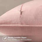 MIULEE Decorative Linen Pillow Covers 20x20 Inch Pink ​Boho Farmhouse​ ​Neutral - Image 3