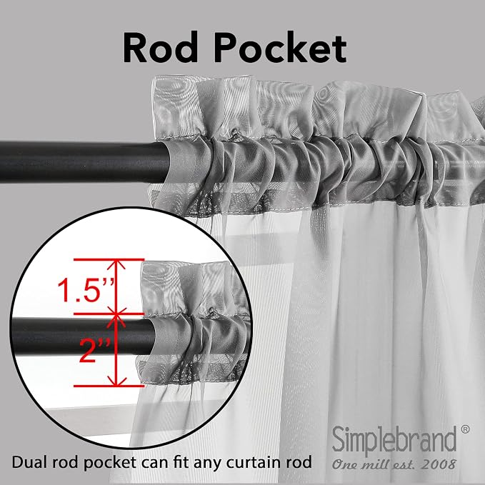 Simplebrand Grey Sheer Curtains 84 Inches Long, Light Filtering Rod Pocket - Image 5