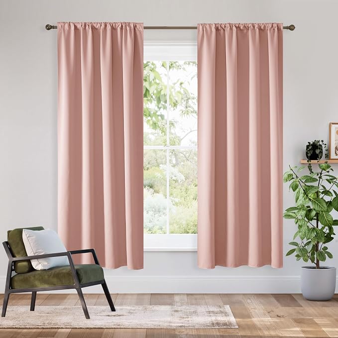RYB HOME Bedroom Blackout Curtains 54 inches Long, 100% Blackout Thermal by RYBHOME