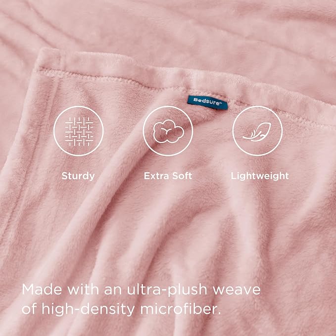 Bedsure GentleSoft Fleece Blanket Twin Size Pink - Image 4