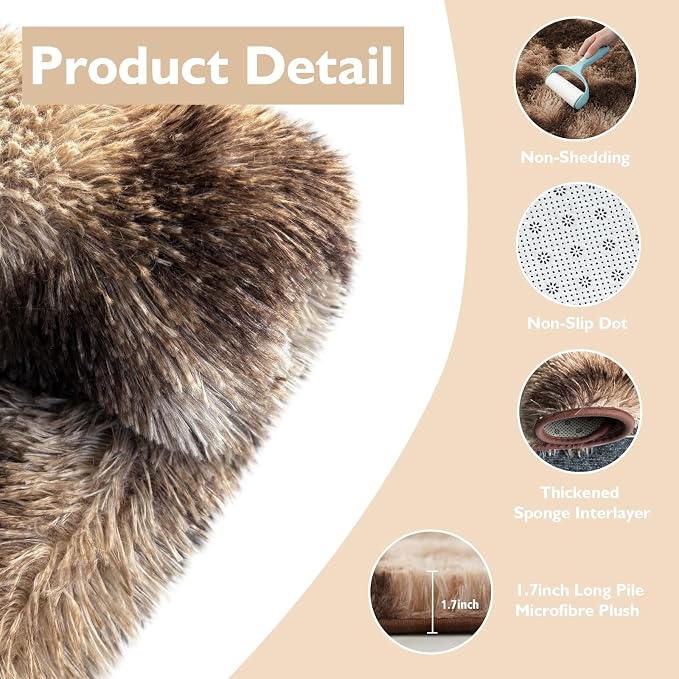 8x10 Fluffy Area Rugs for Living Room, Shag Area Rug for Bedroom, Soft Fuzzy - Image 3