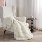 Bedsure GentleSoft Fuzzy Sherpa Faux Fur Twin Blanket Cream Cozy Gifts - Image 6