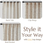 jinchan Floral Linen Curtains for Living Room 63 Inch Length Taupe Flower - Image 4