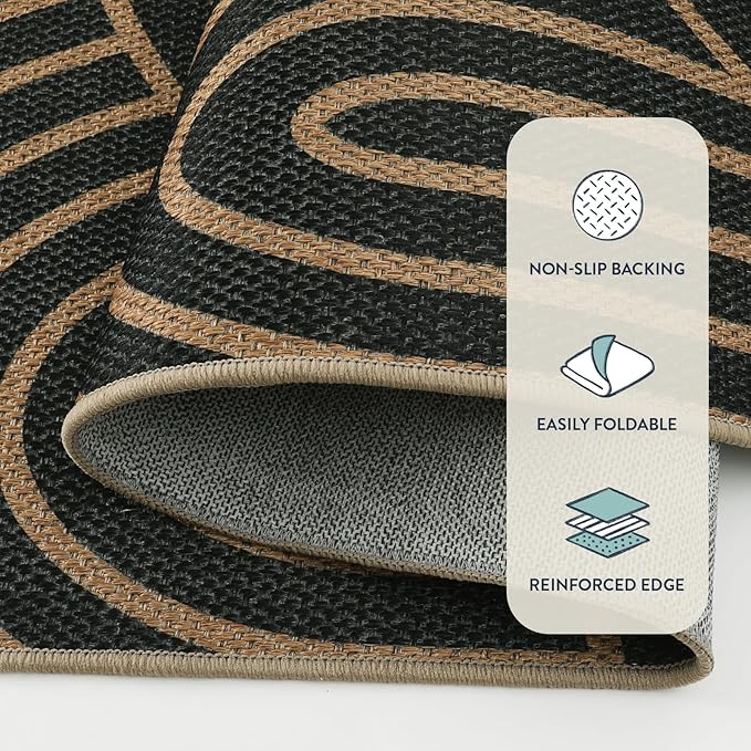 Lahome Enfys Modern Rainbow Easy Jute Patio Rug, 3x5 Washable Rugs - Image 3