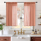 BGment Rust Terracotta Linen Kitchen Window Curtains 40 Inch Length, Short by BGment