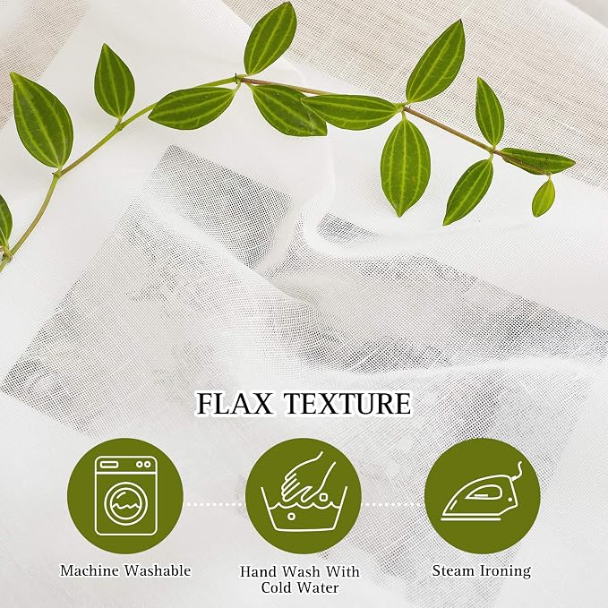 NICETOWN Living Room Ivory Curtains 84 inch Long, Grommet Linen Blend - Image 3