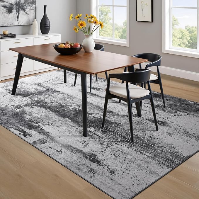 Toneed Abstract Area Rug 5x7 Modern Washable Rug Soft Non Slip Rug Low Pile - Image 3