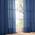 BGment 102 Inch Length Navy Blue Linen Curtains - Image 9