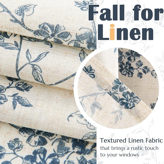 jinchan Linen Kitchen Valance for Windows 16 Inch Floral Double Layer Valance - Image 9