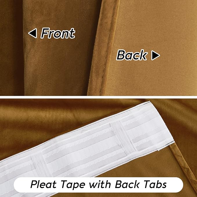 RYB HOME Gold Brown Velvet Curtains 84 inches - Image 7