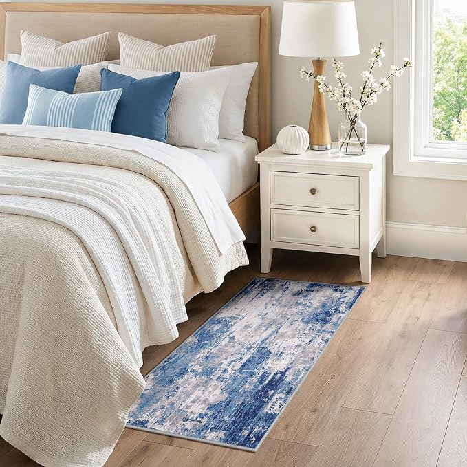 Washable Area Rugs 2'x5' Non-Slip Modern Abstract Soft - Image 2