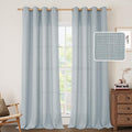 LAMIT Linen Curtains 90 Inch for Bedroom, Grommet Thick Linen Textured Sheer by LAMIT