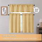 OWENIE Gold Valances for Windows 1 Pcs, Light Filtering Textured Farmhouse - Image 6