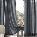 Dark Gray Curtains for Living Room Back Tab Modern Farmhouse Semi Sheer Gray - Image 6