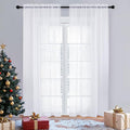 OVZME White Sheer Curtains 84 inches Long 2 Panels Set, Sheer White Curtains by OVZME