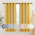 NICETOWN Linen Sheer Gold Curtains 63 inch Length 2 Panels, Grommet Natural by NICETOWN