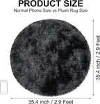 Tie Dye Black Round Rugs Small 3x3 ft Fluffy Circle Rug Furry Carpet Shaggy - Image 2