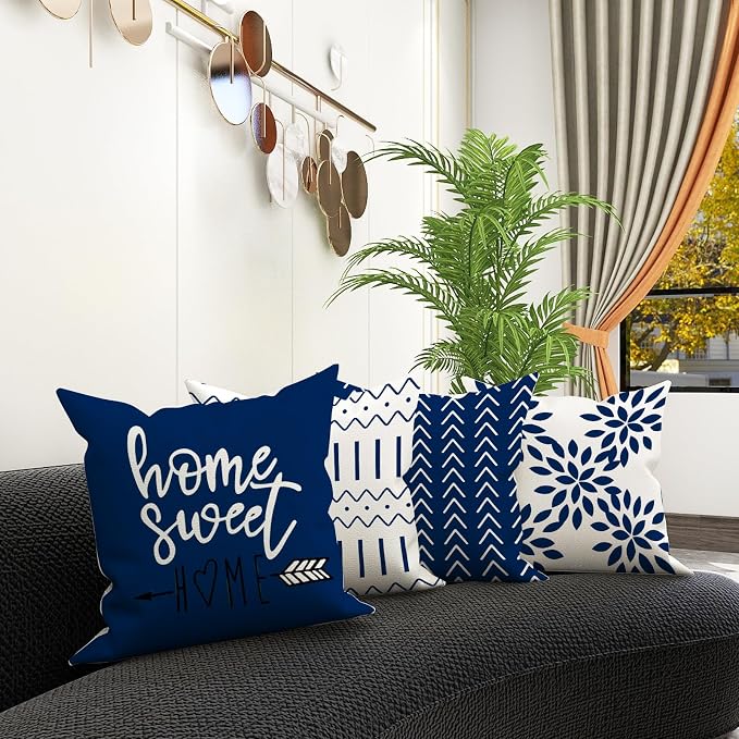 YCOLL Pillow Covers 18x18 Set of 4, Modern Sofa Throw Pillow Cover, Decorative - Image 6