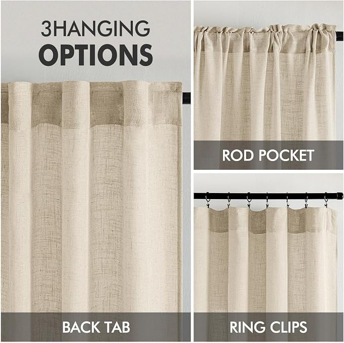 MIULEE Short Linen Curtains 45 Inch Length 2 Panels - Image 3