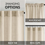 MIULEE Short Linen Curtains 45 Inch Length 2 Panels - Image 3