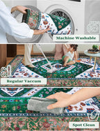 SERISSA Boho Washable Runner Rug, 2x6 Rug Runner Non-Slip Vintage Green White - Image 2