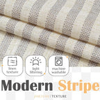 jinchan Linen Valance Curtain Striped Grey Small Window Curtain Double Layer - Image 4