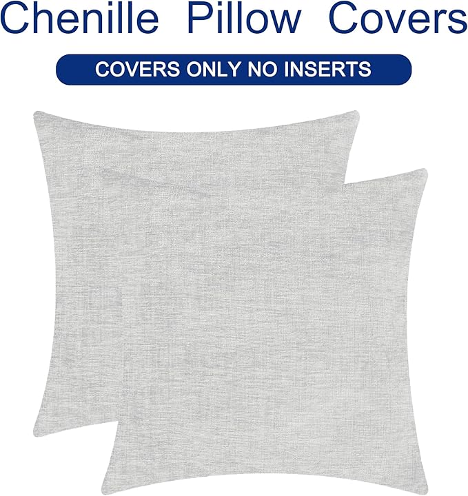 CaliTime Throw Pillow Covers Decorative 24 X 24 Inches Pack of 2 Cozy Chenille - Image 6