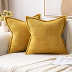 MIULEE Mustard Yellow Corduroy Decorative Euro Sham Pillow Covers 24x24 Inch by MIULEE