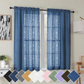 Simplebrand Dusty Blue Semi Sheer Curtains 45 Inch Length 2 Panels, Geometric by Simplebrand