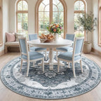 Area Rugs 7ft Washable Non-Slip, Floral Vintage Distress Print Pattern by RELEANY