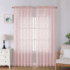 Lecloud Leia Blush Pink Sheer Curtains 90 Inches Long 2 Panels, Airy Leaf by Lecloud