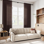 Coffee Brown Linen Curtains for Living Room 94 Inches Long Light Filtering Semi - Image 5