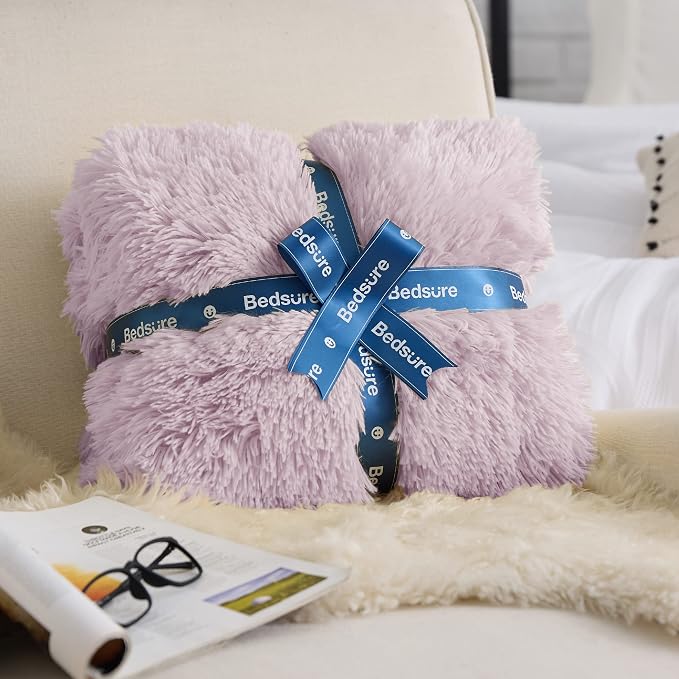 Bedsure GentleSoft Fluffy Lavender Purple Blankets Queen Size - Image 5