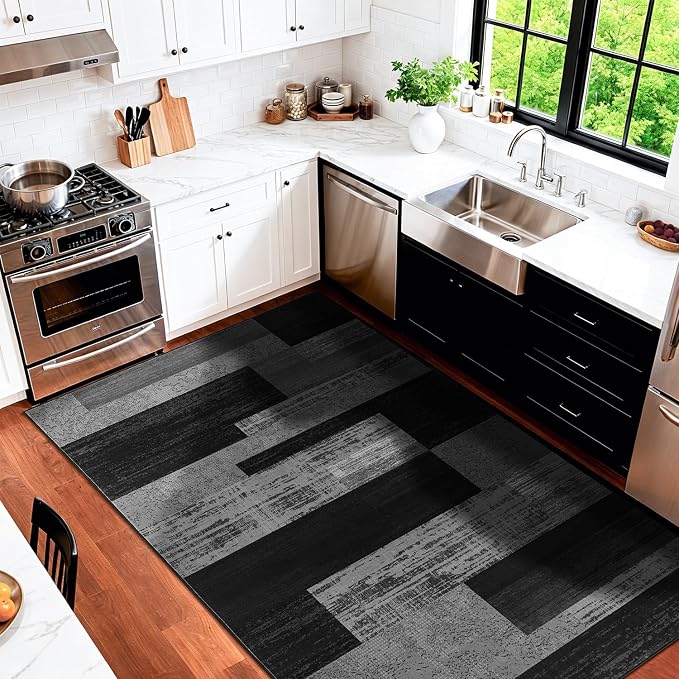 LIANLAM 3x5 Washable Area Rugs for Living Room and Bedroom, Vintage Checkered - Image 3