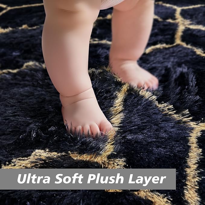 6x9 Fluffy Area Rugs for Living Room, Shag Area Rug for Bedroom, Geometric Soft - Image 2