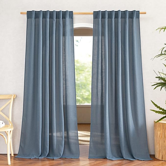 NICETOWN Stone Blue Linen Blend Curtains by NICETOWN