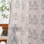 jinchan Linen Floral Curtains for Living Room 84 Inch Length Blue Flower - Image 3
