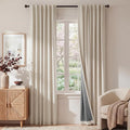 RYB HOME 100% Blackout Linen Textured Curtains 96 inches Long, Thermal by RYBHOME