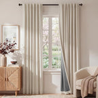 RYB HOME 100% Blackout Linen Textured Curtains 96 inches Long, Thermal by RYBHOME