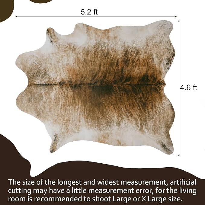 AROGAN Western Decor Faux Fur Cowhide Rug, 4.6 x 5.2 Feet Premium Animal Skin - Image 2