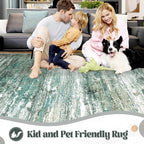 5x7 Area Rugs for Living Room, Washable Modern Abstract Large Area Rug Neutral - Image 3