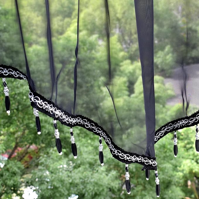 Molaxhome Swag Curtain 51 inch Length Rod Pocket Scalloped Curtain Valance - Image 6