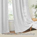 RYB HOME Semi Sheer Curtains 102 inches Long, Light Filtering Privacy Natural - Image 3