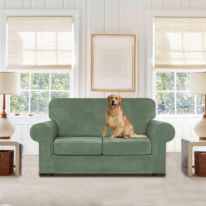 WEERRW Velvet Couch Covers for 2 Cushion Couch Sofa - Image 2