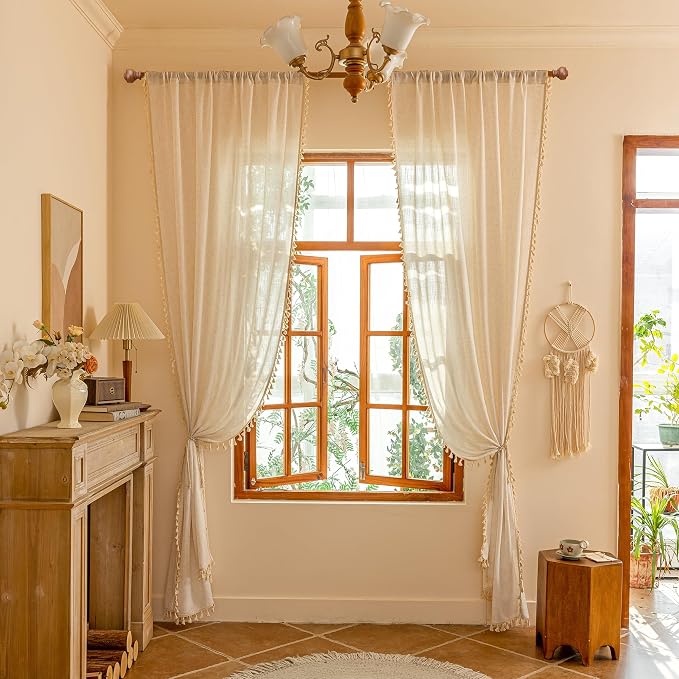 MYSKY HOME Linen Tassels Curtains - Image 8