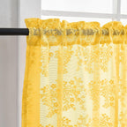 YJ YANJUN Vintage Lace Curtains 36 Inch Length- Victorian Floral 70s Mustard - Image 2