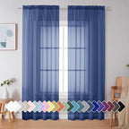 Simplebrand Royal Blue Sheer Curtains 84 Inches Long 2 Panels, Light Filtering by Simplebrand