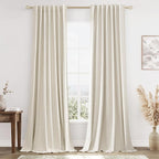 Guken 100% Blackout Linen Curtains 96 Inch Length 2 Panels Set by Guken