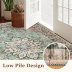 Area Rugs 10x14 Living Room Rug: Washable Rug Soft Vintage Distressed Floral - Image 9